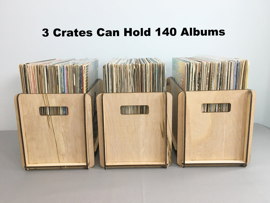THREE VINYL RECORD STORAGE CRATES SPECIAL FREE SHIPPING