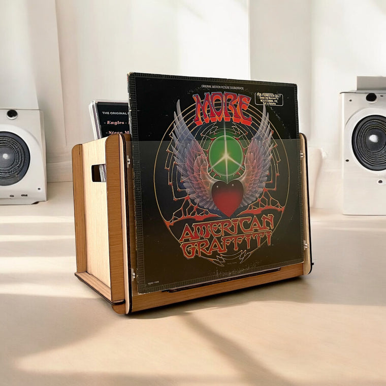 More American Graffiti Soundtrack Vinyl LP Plus Vinyl Record Storage & Display Crate - Perfect Gift for Boomer Vinyl Collectors