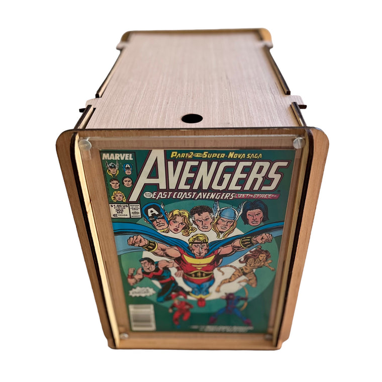 Comic Book Storage & Display Box Plus Vintage 1989 Avengers #302 Comic Book  - Great Gift for an Avengers Fan or Comic Collector