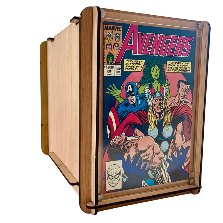 Comic Book Storage & Display Box Plus Vintage Avengers Comic Book #308 From 1989 - Great Gift for an Avengers Fan or Comic Collector