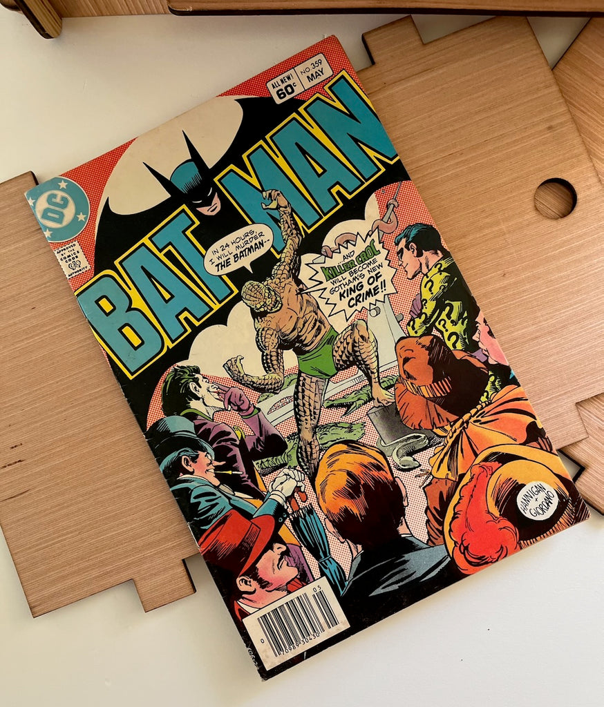 Wood Comic Storage/Display Short Box PLUS a Vintage DC Comic Batman #359