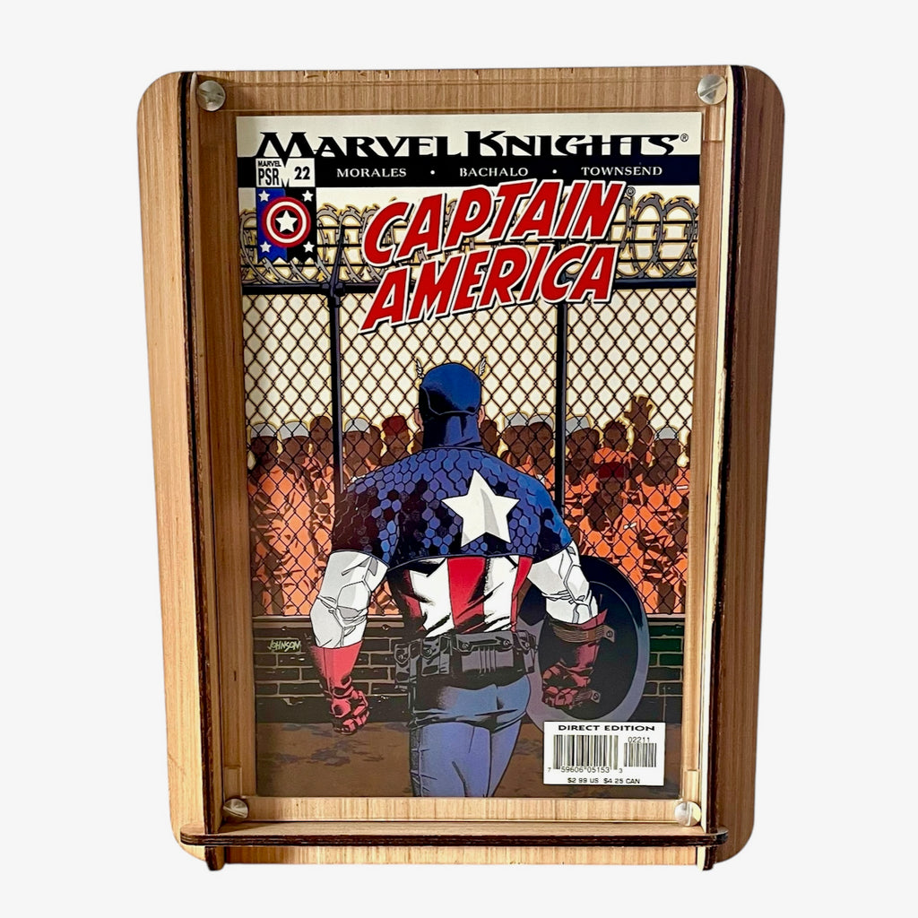 Captain America Marvel Knights #22 Comic Book Plus Romany House's Comic Storage & Display Box   - Great Gift for a Cap Fan or Comic Collector