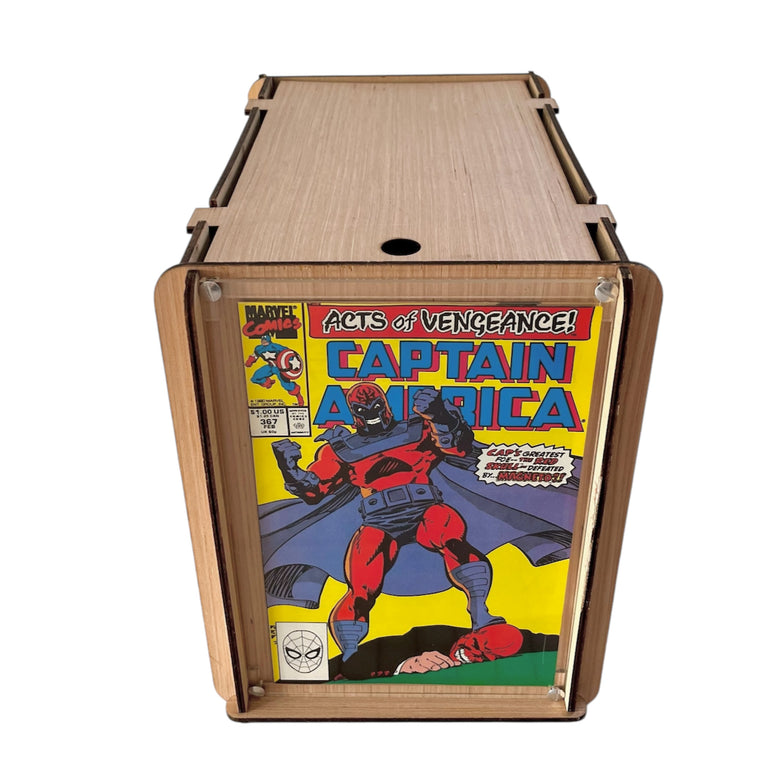 Vintage Captain America Comic Book Plus Romany House's Comic Storage & Display Box   - Great Gift for a Cap Fan or Comic Collector