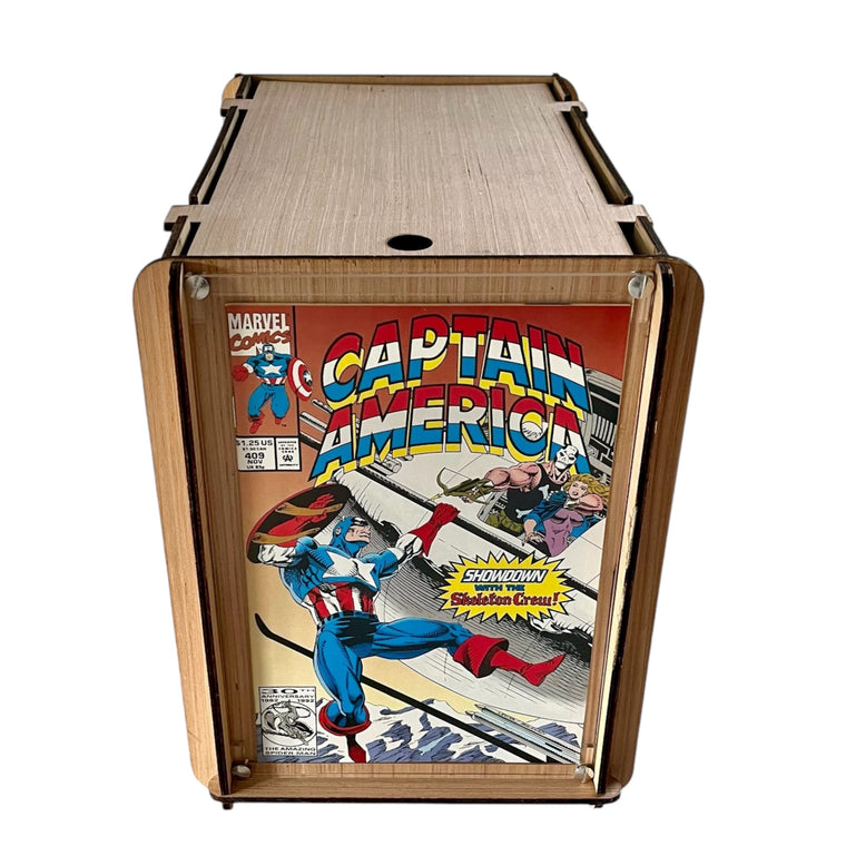 Comic Storage & Display Box Plus Vintage Captain America Comic - Great Gift for a Cap Fan or Comic Collector