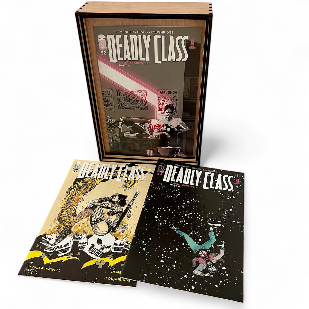 Comic Frame with Storage Sits On a Desk - Hangs On a Wall! PLUS Complete Deadly Class Series 'A Fond Farewell' - A Perfect Combo!