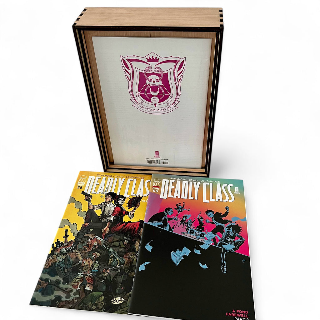 Comic Frame with Storage Sits On a Desk - Hangs On a Wall! PLUS Complete Deadly Class Series 'A Fond Farewell' - A Perfect Combo!