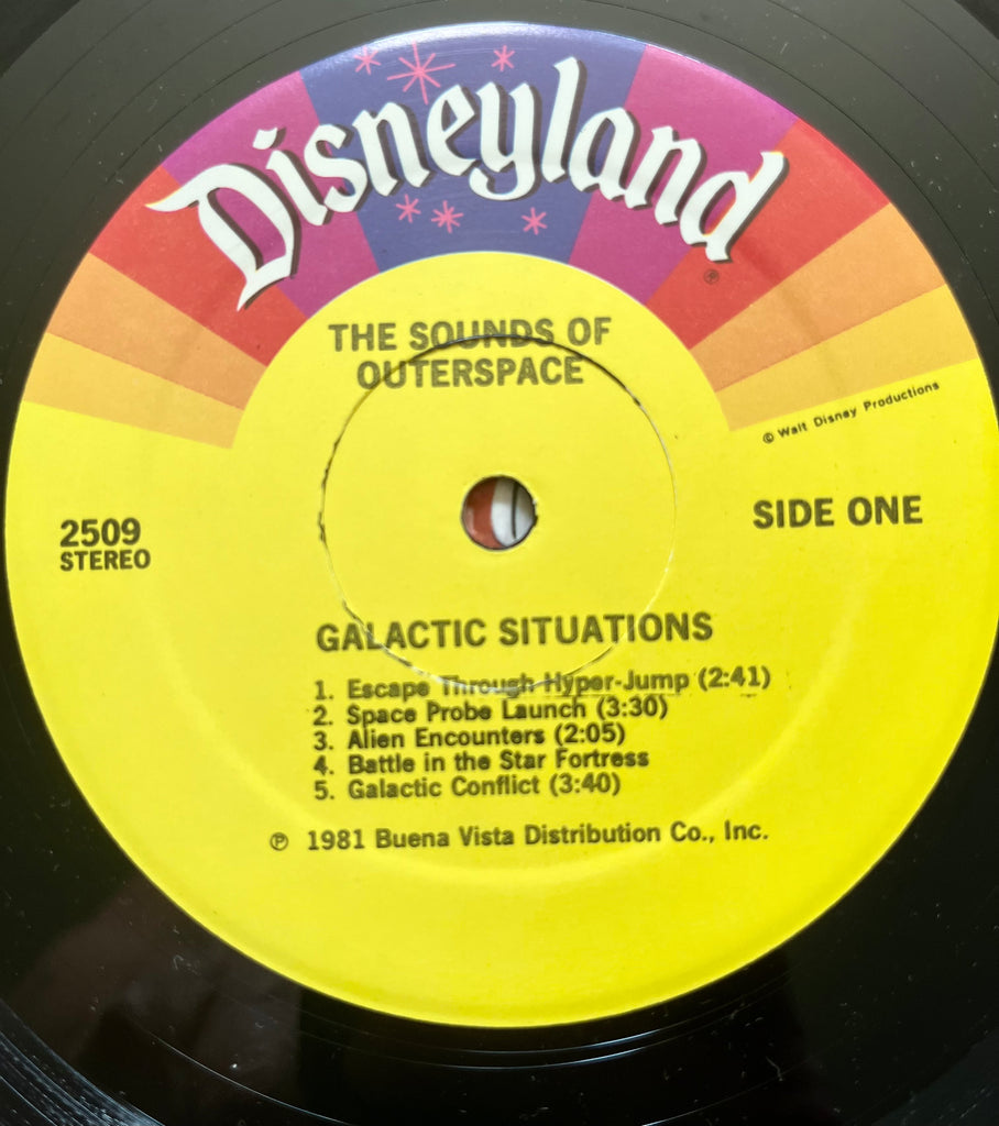 Romany House Original Record Storage/Display Box PLUS Vintage Vinyl LP - Walt Disney Studios 1981 "The Sounds of Outerspace"