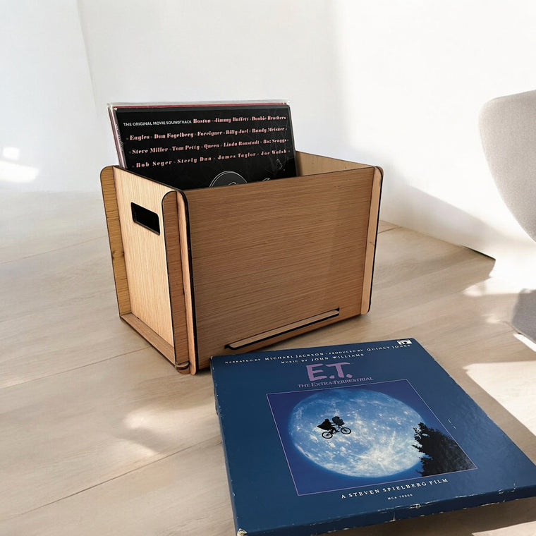 E.T. Story  Album Narrated by Michael Jackson + Romany House Record Storage Crate - Perfect Combination for Vinyl Collectors or E.T. Film Fans