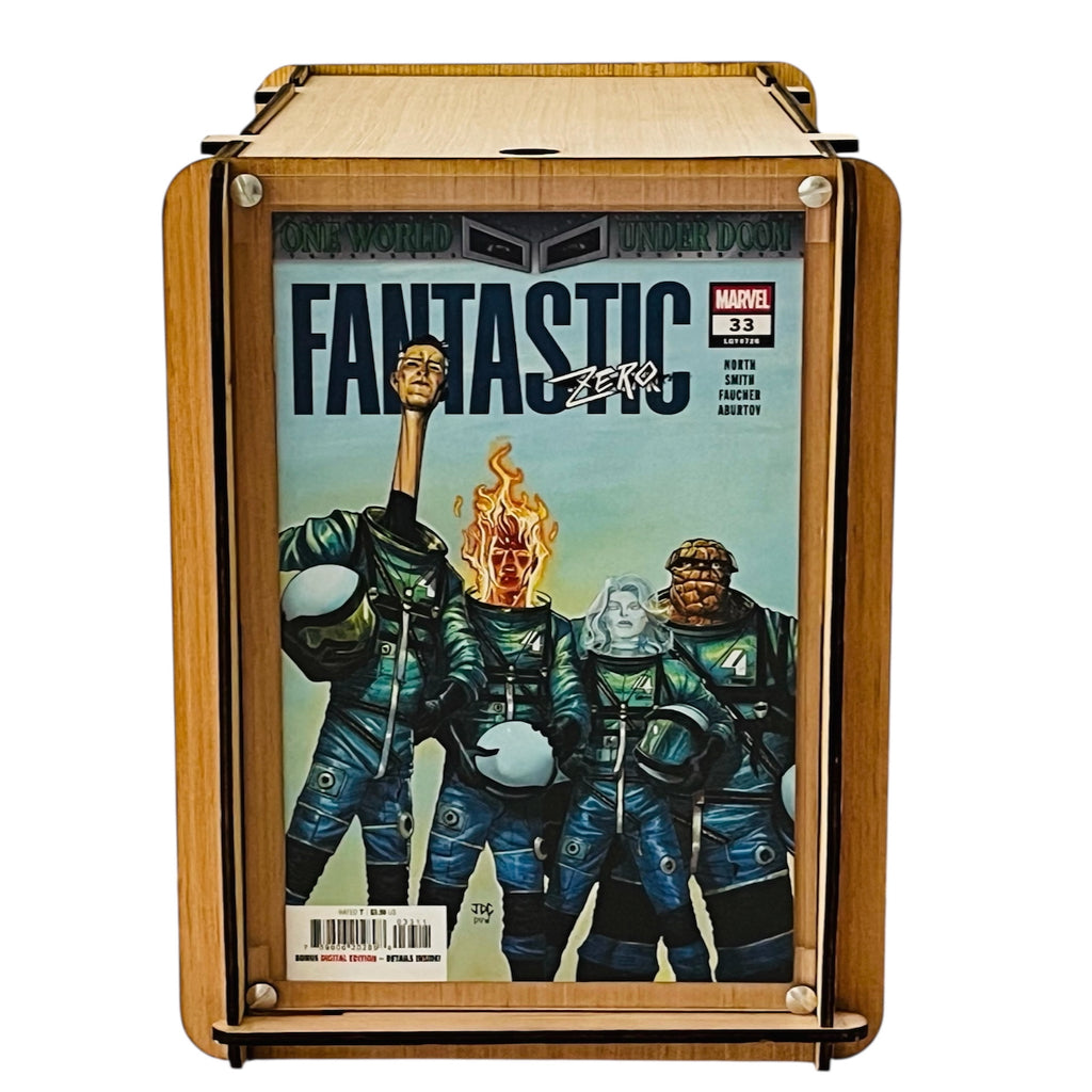 Eco-Friendly Wood Comic Storage & Display Short Box PLUS Marvel's Fantastic Zero #33 Comic