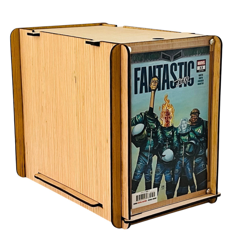 Eco-Friendly Wood Comic Storage & Display Short Box PLUS Marvel's Fantastic Zero #33 Comic