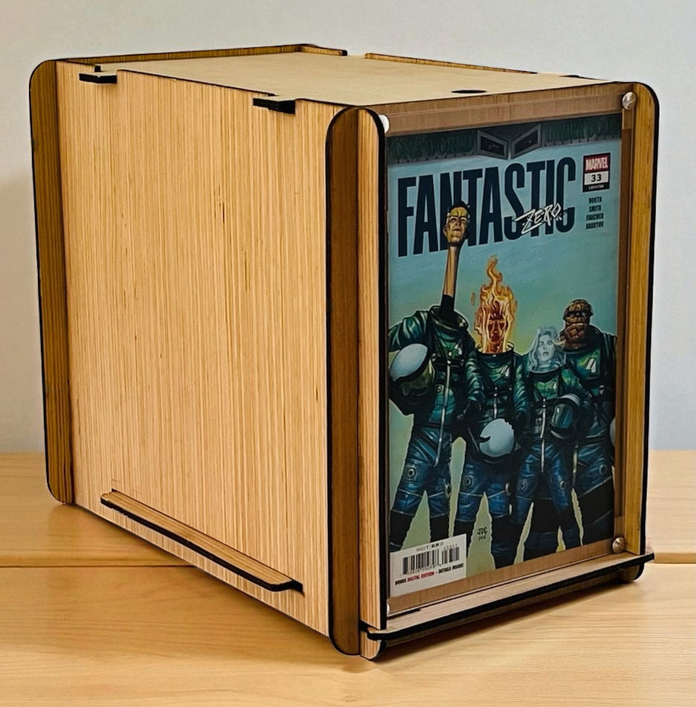 Eco-Friendly Wood Comic Storage & Display Short Box PLUS Marvel's Fantastic Zero #33 Comic