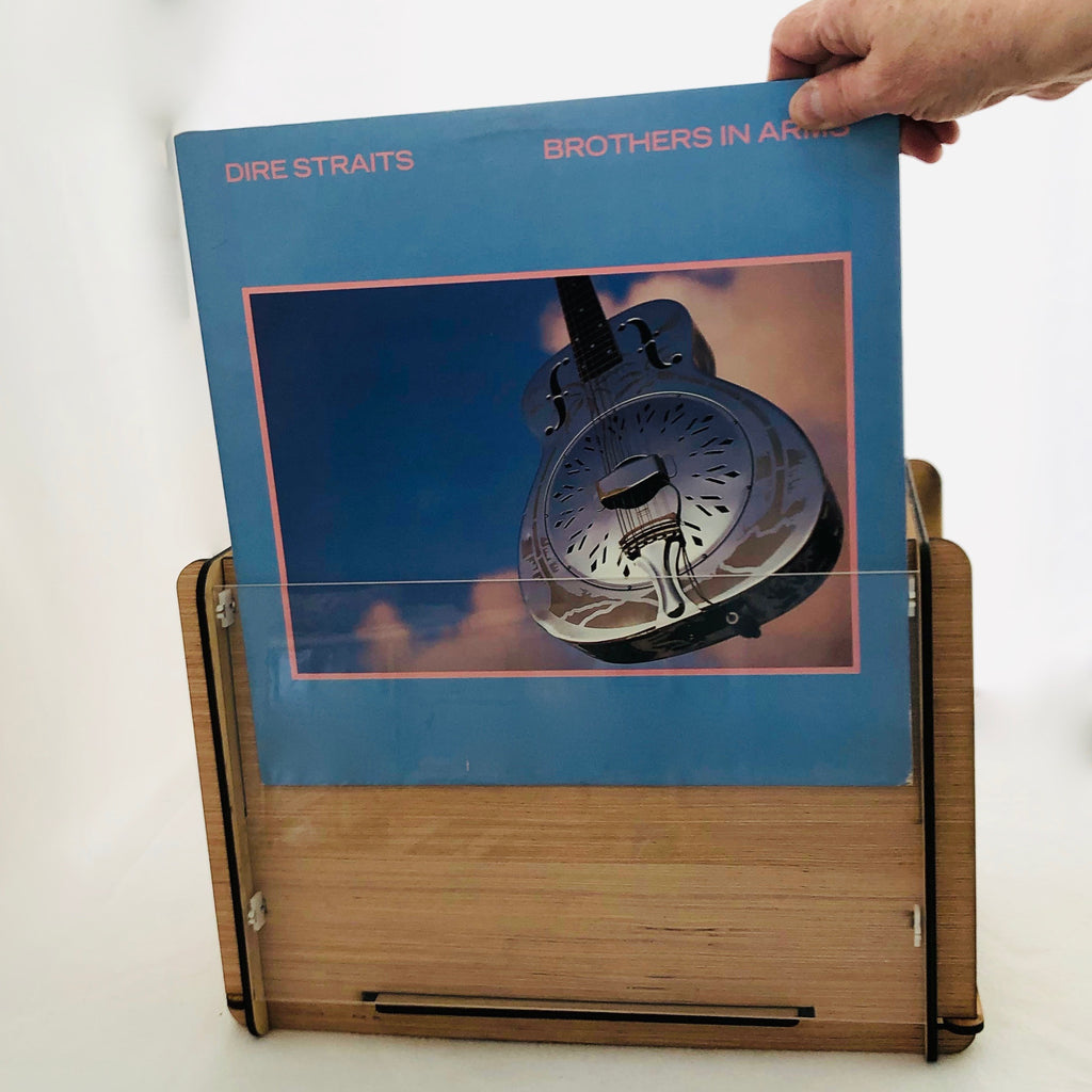 Vinyl Record Storage Box with Album Cover Display - Records & LPs Looks Great in this Wood Crate - Handy Display Shows What's Playing Now