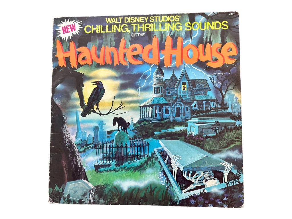 Perfect for Halloween! Record Storage/Display Box PLUS Vintage Vinyl LP - Disney Studios "Chilling, Thrilling Sounds of the Haunted House"