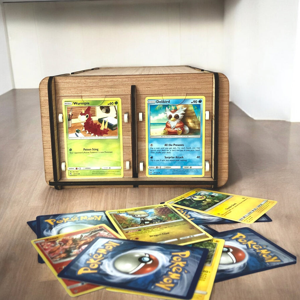 Three CCG/TCG Collectible Card Deck Boxes with Display Frames & Dividers. Display, Organize, Store Game Cards and Trading Cards,