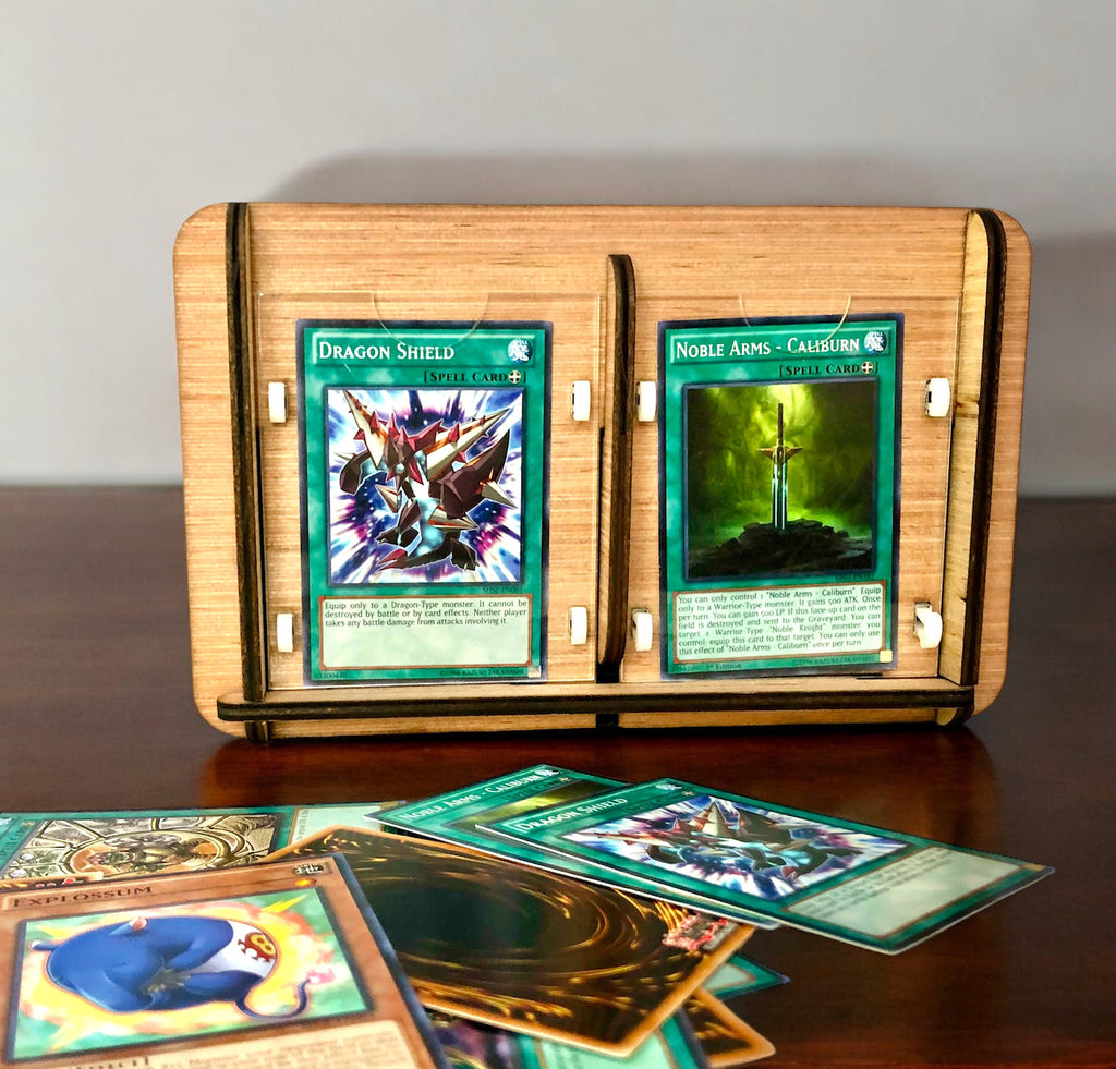 Collectible Card Game Deck Storage Box with Display Frames + Dividers -- Display, Organize, and Store Game Cards and CCG-TCG Cards