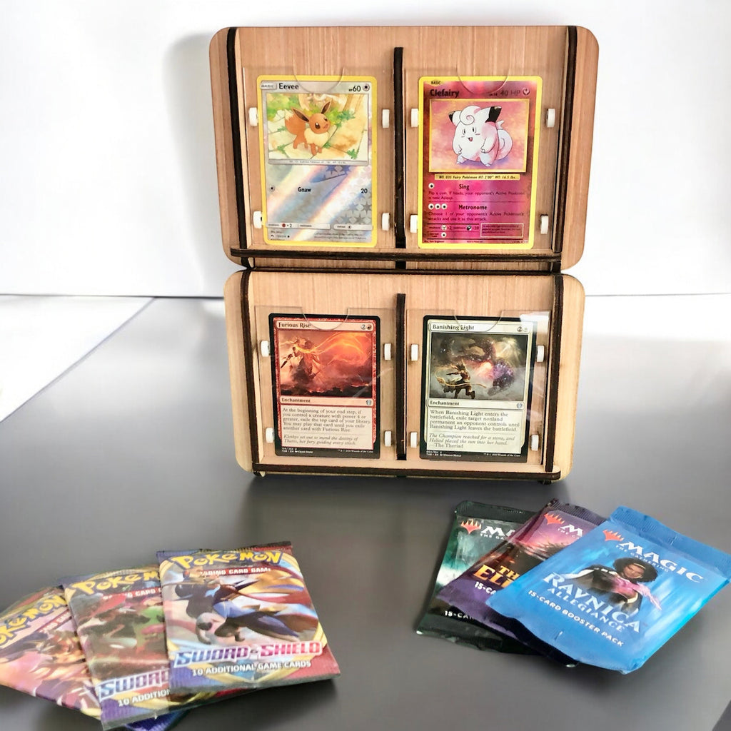 Two Collectible Card Deck Boxes with Display Frames & Dividers. Display, Organize, Store Game Cards, Trading Cards, CCG-TCG Cards