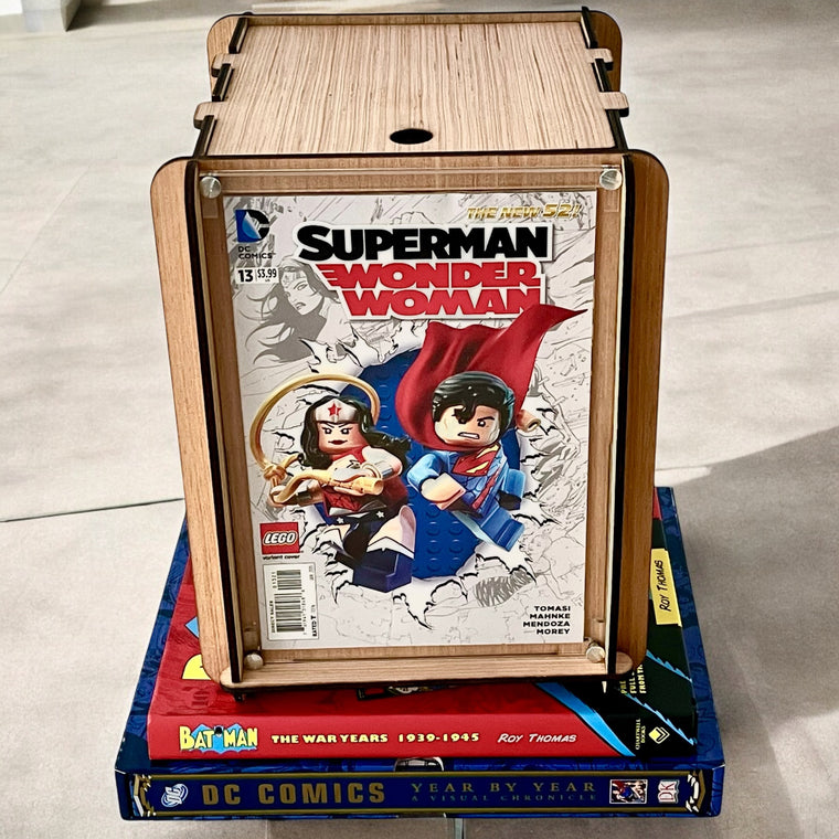 New, Compact Comic Book Storage Box - Smaller Than A Short Box -  Fits Standard Bookcases - Perfect For Dorm, Study, Man Cave