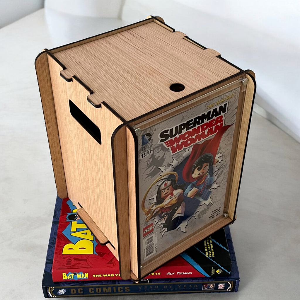 New, Compact Comic Book Storage Box - Smaller Than A Short Box -  Fits Standard Bookcases - Perfect For Dorm, Study, Man Cave