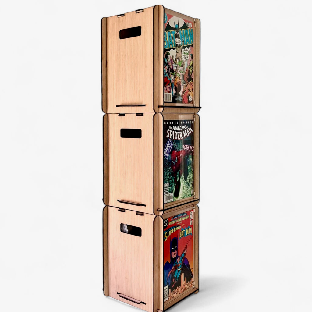 New, Compact Comic Book Storage Box - Smaller Than A Short Box -  Fits Standard Bookcases - Perfect For Dorm, Study, Man Cave