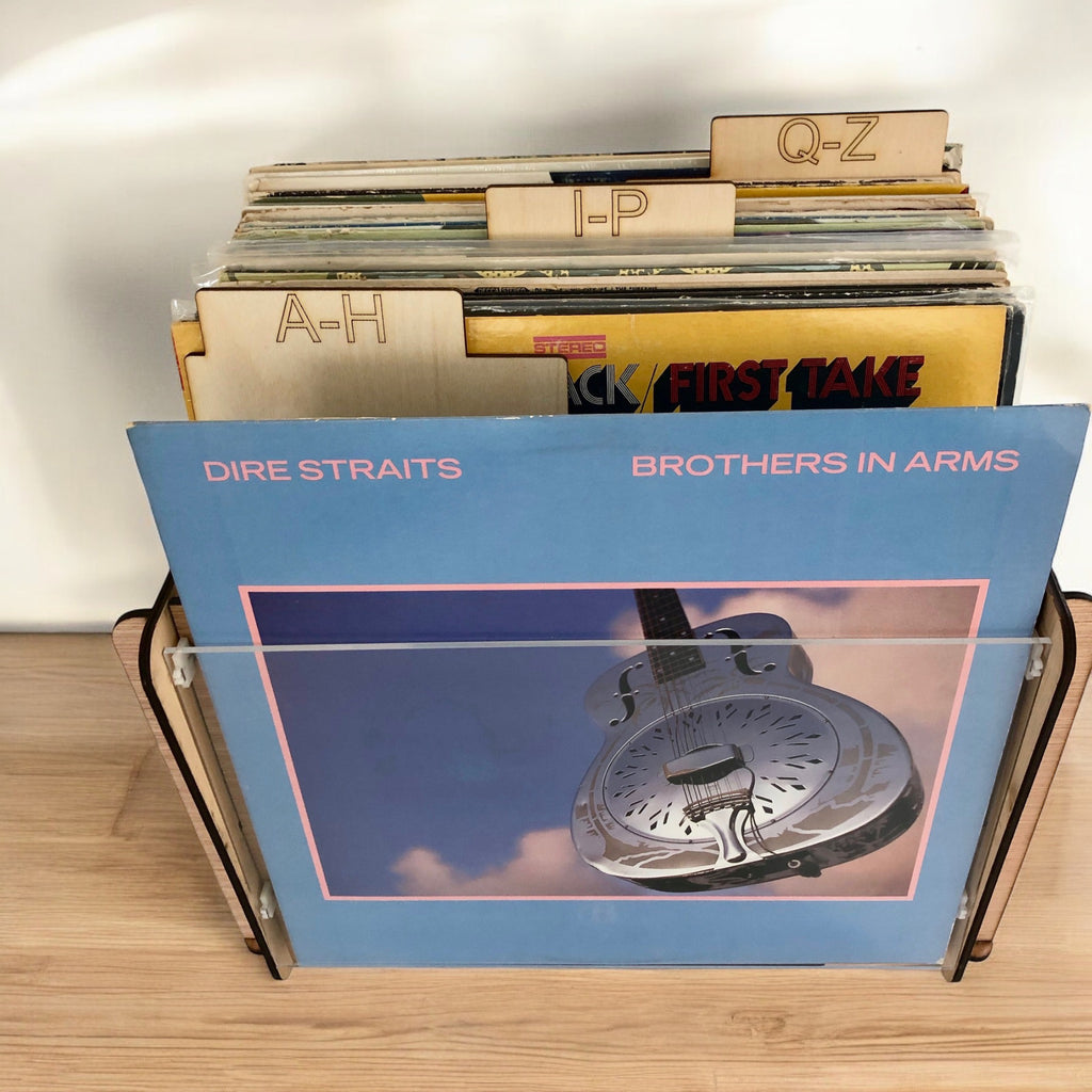 Record Storage Crate and Record Album Cover Frame and Display Box PLUS 3 Alpha Record Dividers Three In One Gift