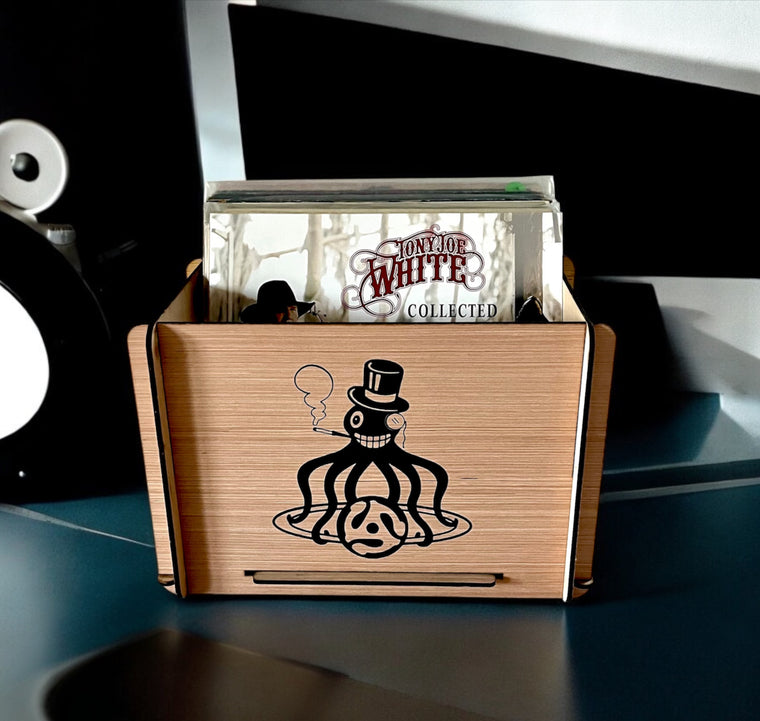 Vinyl Record Storage, Organizing & Transporting Crate - Retro Octopus Design Makes Any Room Suddenly Cool - Plus Free U.S. Shipping