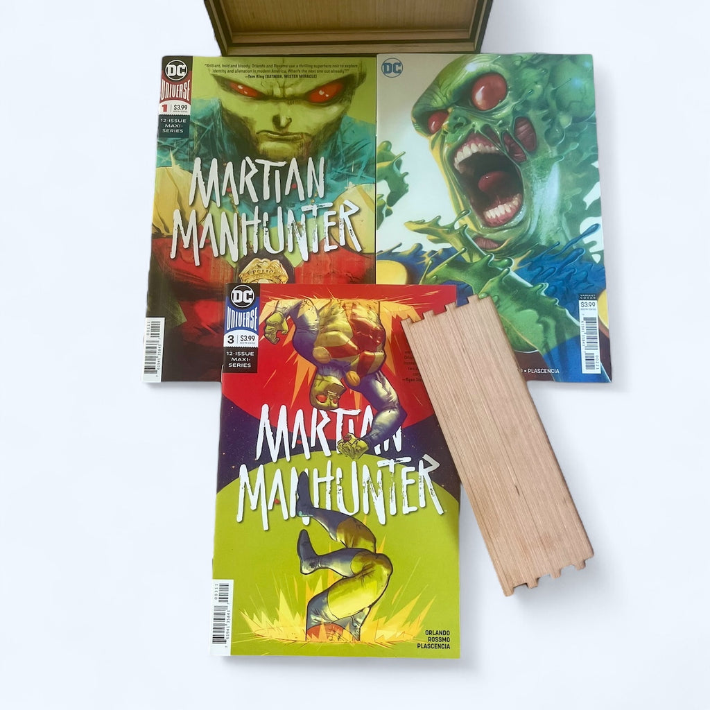 Comic Storage Frame Sits On a Desk - Hangs On a Wall PLUS DC's Martian Manhunter Issues 1 - 5