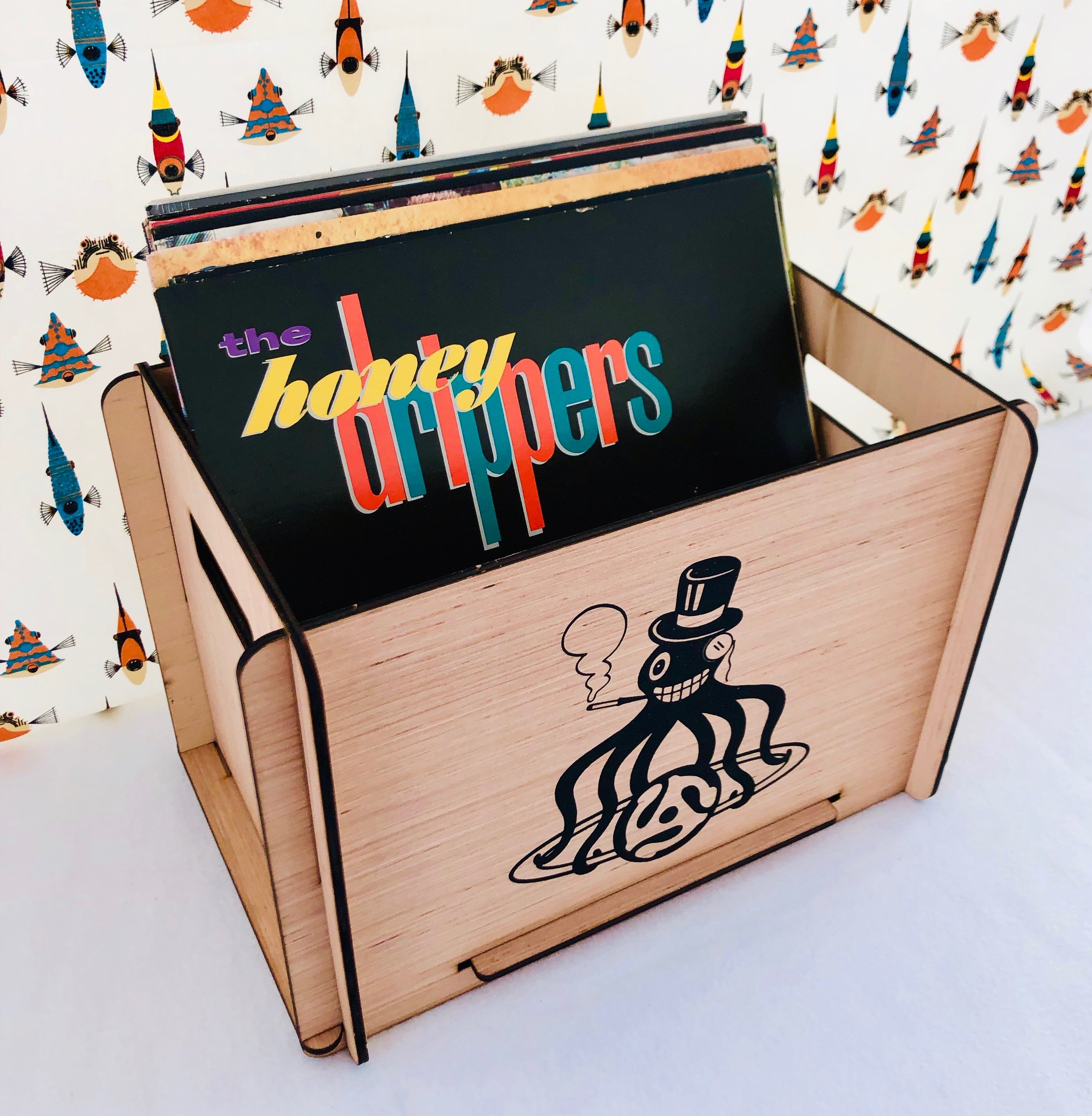 Vinyl Record Storage Box with Album Cover Display - Records & LPs Looks Great in this Wood Crate Vinyl Record Storage Box with Album Cover Display - Records & LPs Looks Great in this Wood Crate