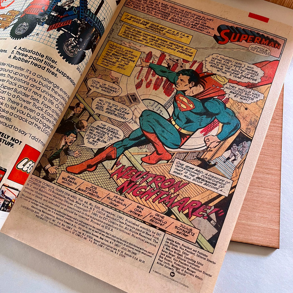 Comic Storage/Display Box PLUS a Vintage DC Comic - Superman's Action Comics VOL 44 #525 - For Your Superman Collection or A Great Gift