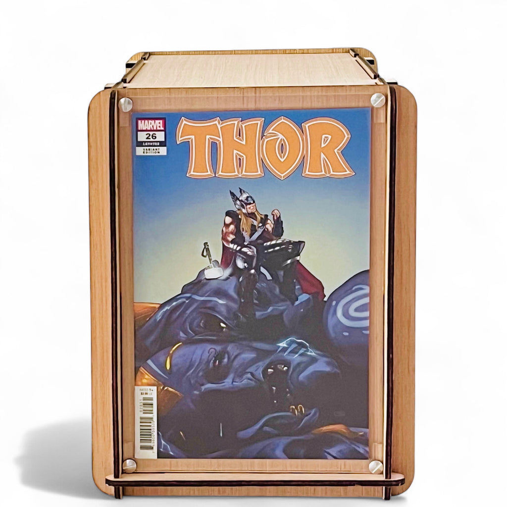 Eco-Friendly Wood Comic Storage & Display Box PLUS Marvel's Thor Comic #26 - Variant Cover