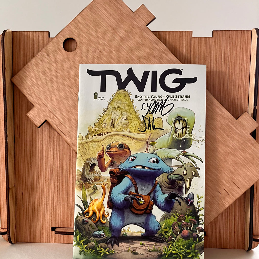 Wood Comic Book Storage Box PLUS Twig Comic, Vol 1 Cover A - Signed by Creators - Great Gift for Contemporary Comic Fan!
