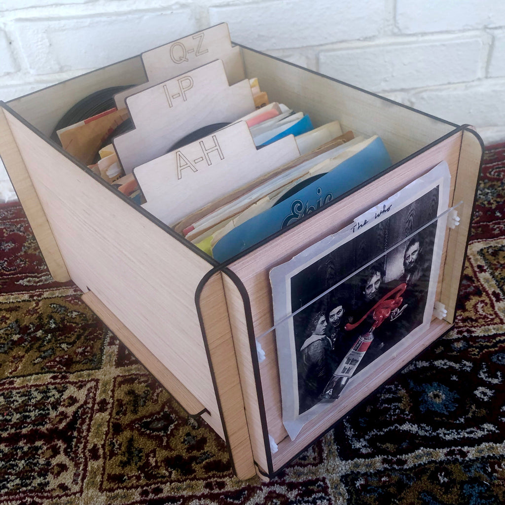 45 RPM Record Storage Box Plus Record Frame and 3 Dividers for 45s or 7 inch Disc