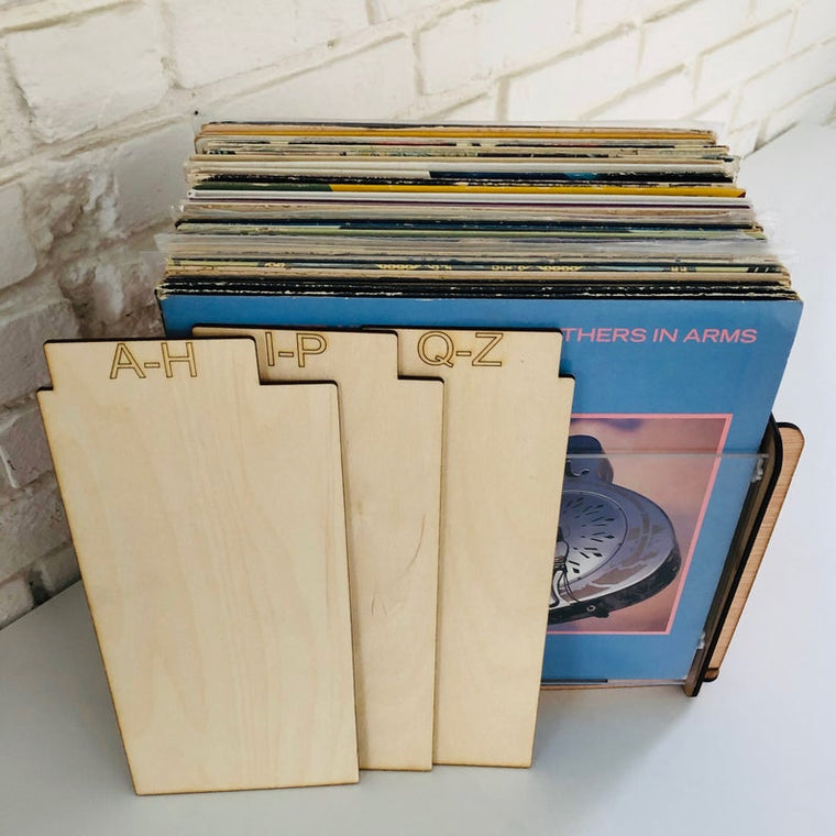 Record Storage Crate and Record Album Cover Frame and Display Box PLUS 3 Alpha Record Dividers Three In One Gift