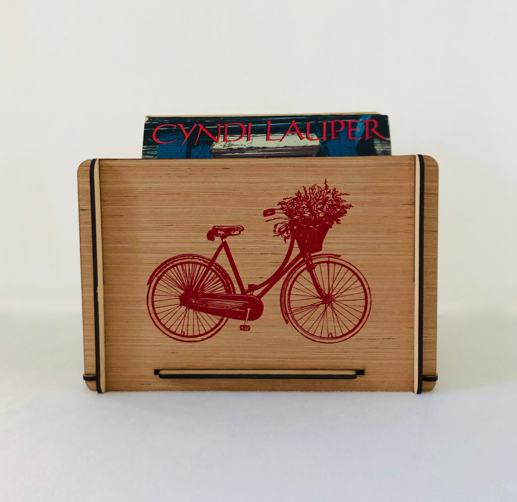 Red Bicycle Vinyl Record Storage Crate
