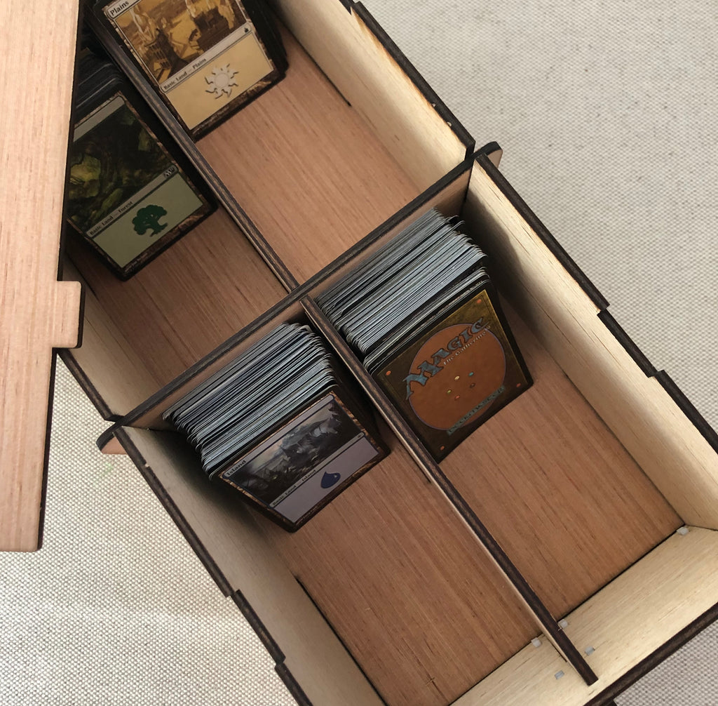 CCG Deck Box with Clear Acrylic Frames and Dividers. Display, Organize, Store TCG Game Cards