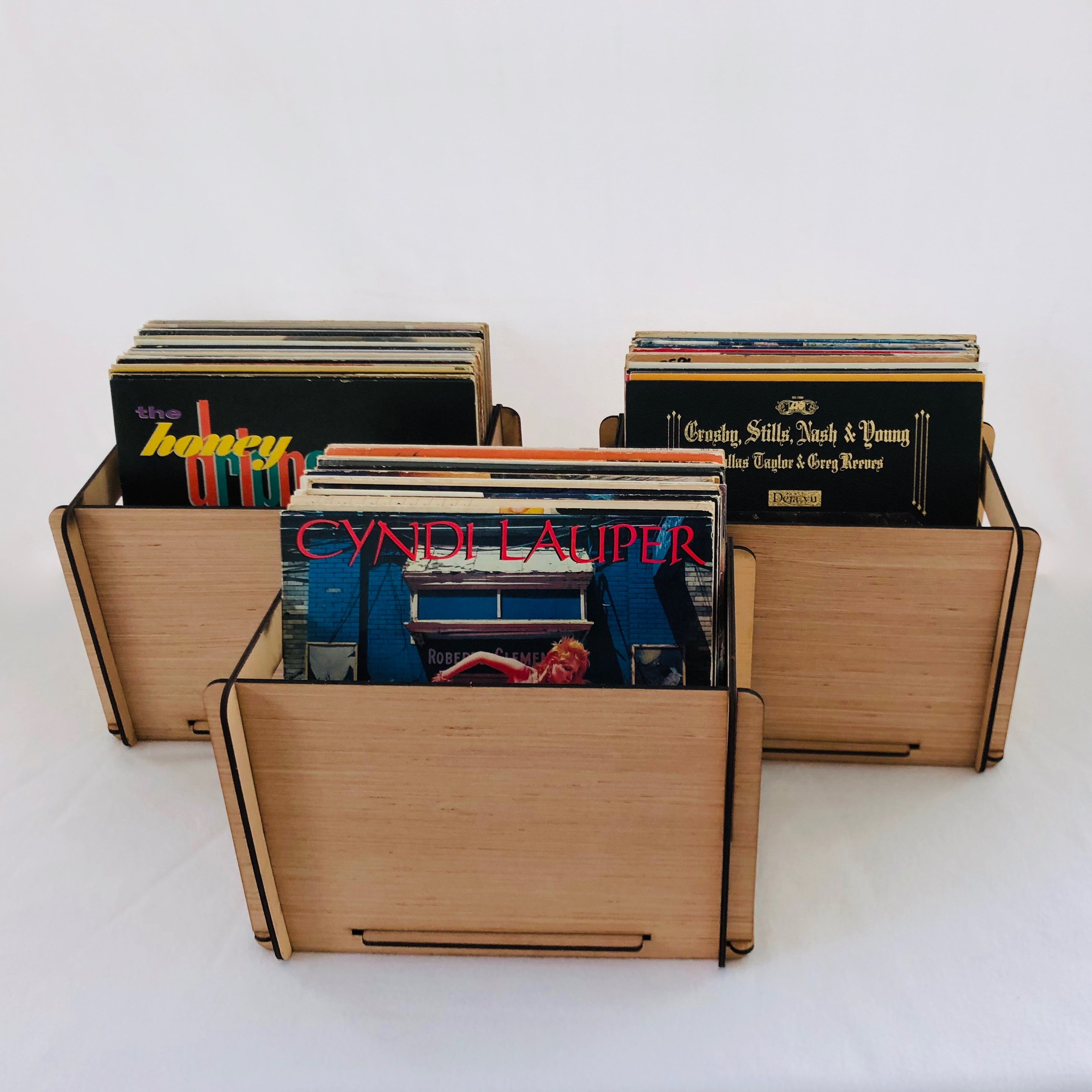 Vinyl Record Storage Crates These Wood LP Record Boxes come in a 3 pack ...