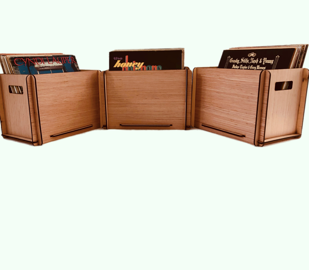 Vinyl Record Storage Crates  These Wood LP Record Boxes come in a 3 pack for added savings and  Free U.S. Shipping