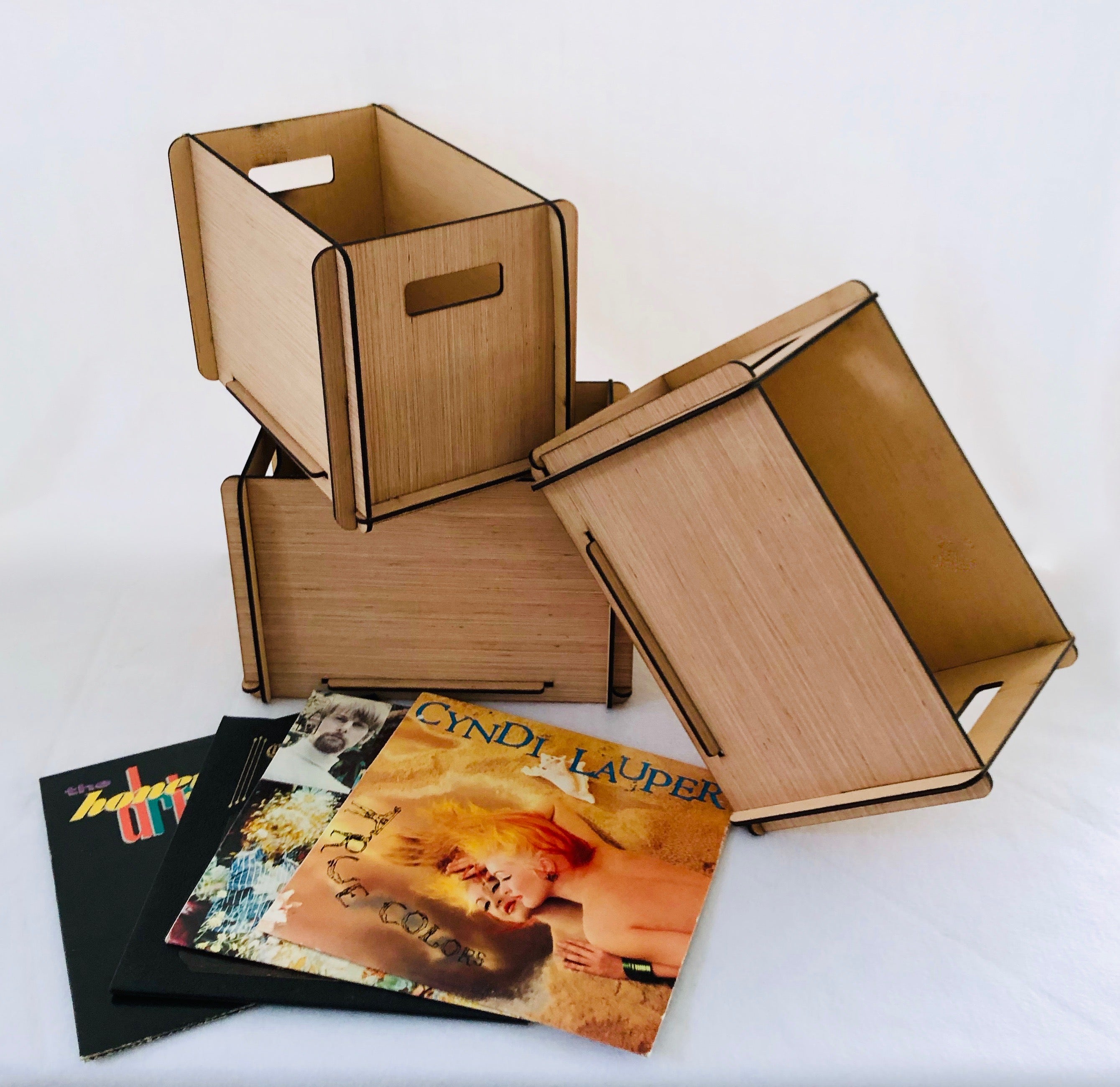 Vinyl Record Storage Crates These Wood LP Record Boxes come in a 3 pack ...
