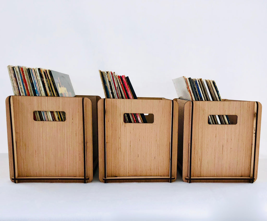 Vinyl Record Storage Crates These Wood LP Record Boxes come in a 3 pack ...