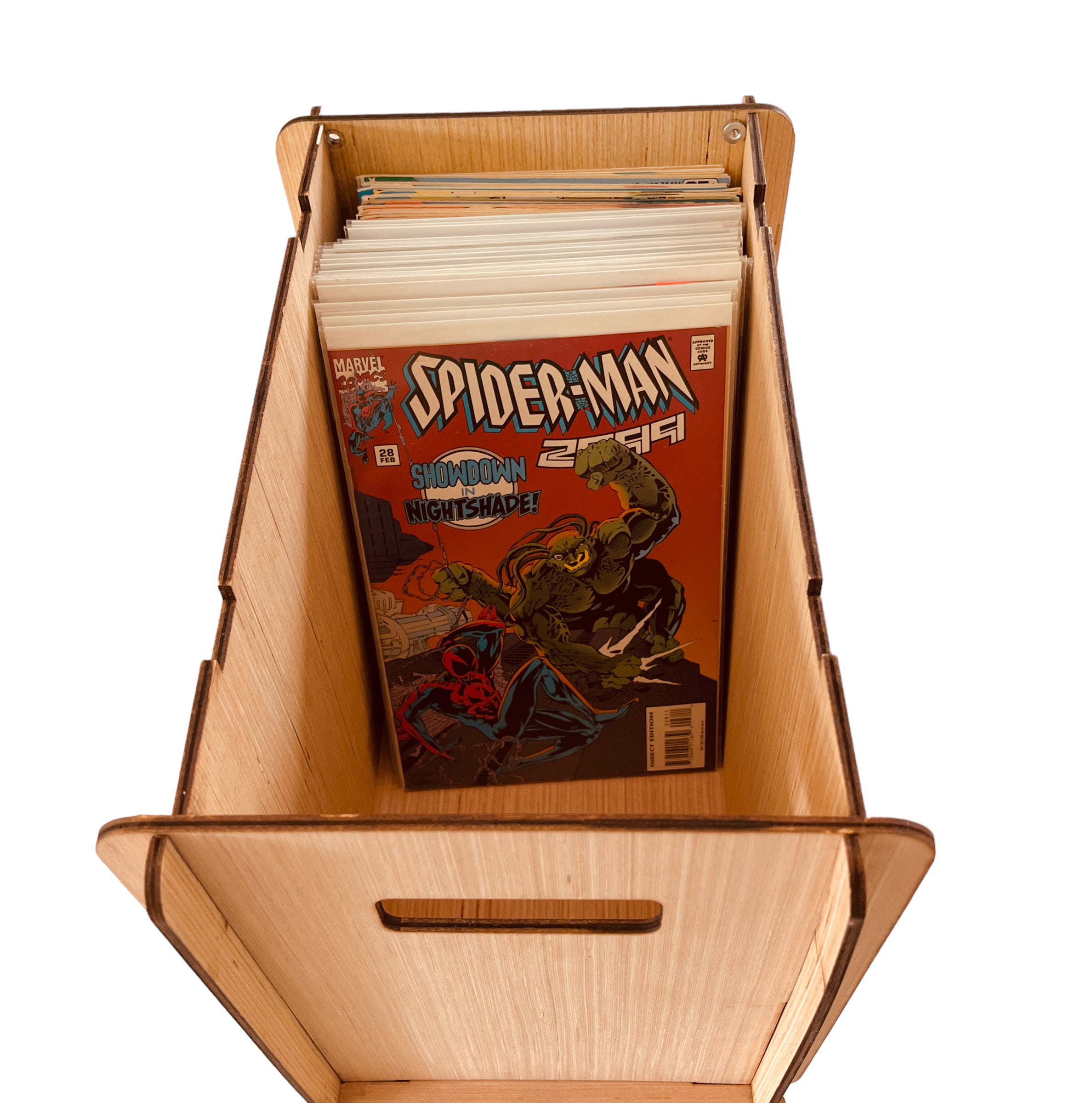 Wooden Comic Book Storage Box - Holds up to 170 Comic Books, Premium Wood  Top Loading Stackable Comic Book Bin, Includes a Comic Book Display Window